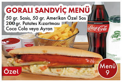 MENÜ 9- GORALI SANDVİÇ MENÜ ( %100 DANA)